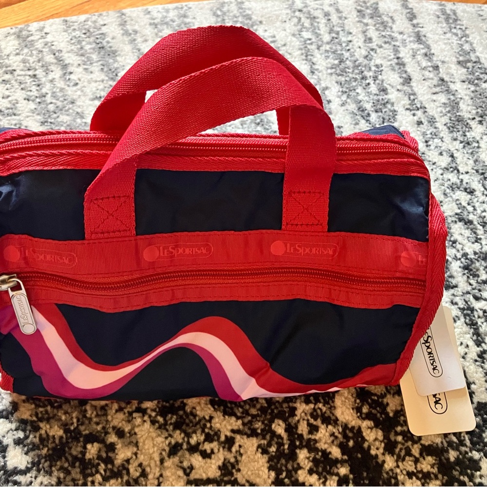 ♥️NWT Lesportsac Le sportsac mini duffel crossbody bag navy red pink white waves